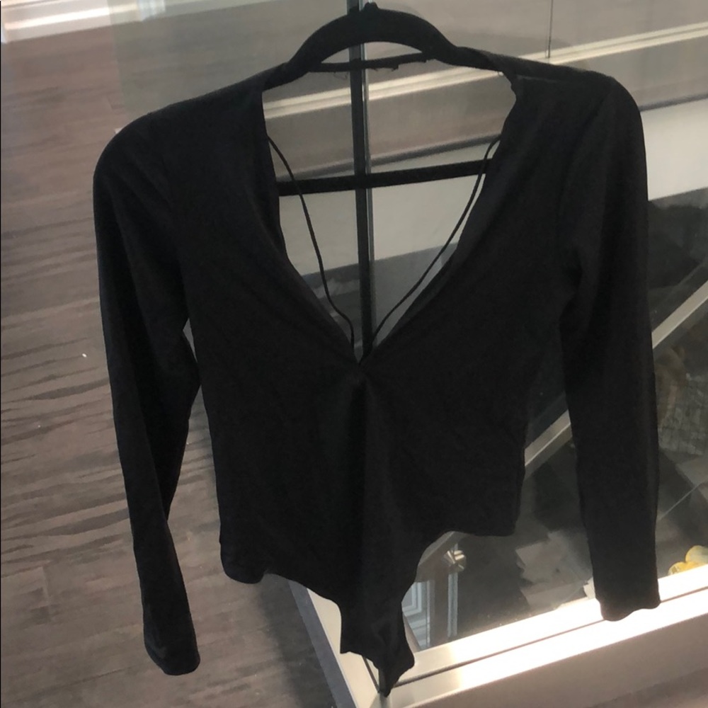 Mesh Back Body Suit with deep V